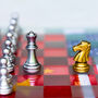 Chess board representing trade maneuvering between U.S. and China.