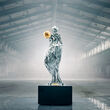 Sandvik Coromant’s Impossible Statue displayed in an empty warehouse.