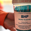 Bottle of nickel sulfate from BHP’s Kwinana refinery in Western Australia.