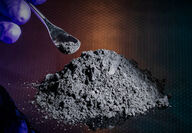 Pile of grey powder for use in the cathodes of iron-based lithium batteries.
