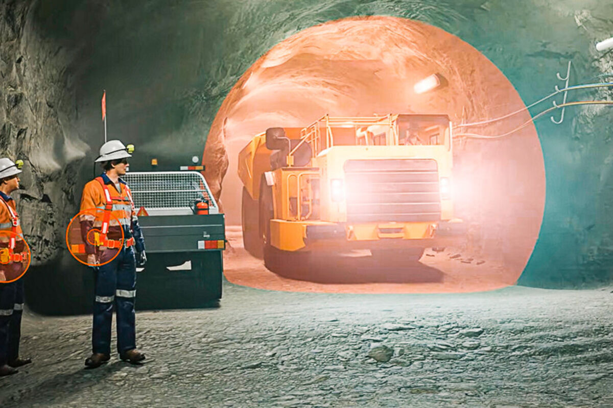 Underground miners and equipment with position and proximity sensors.