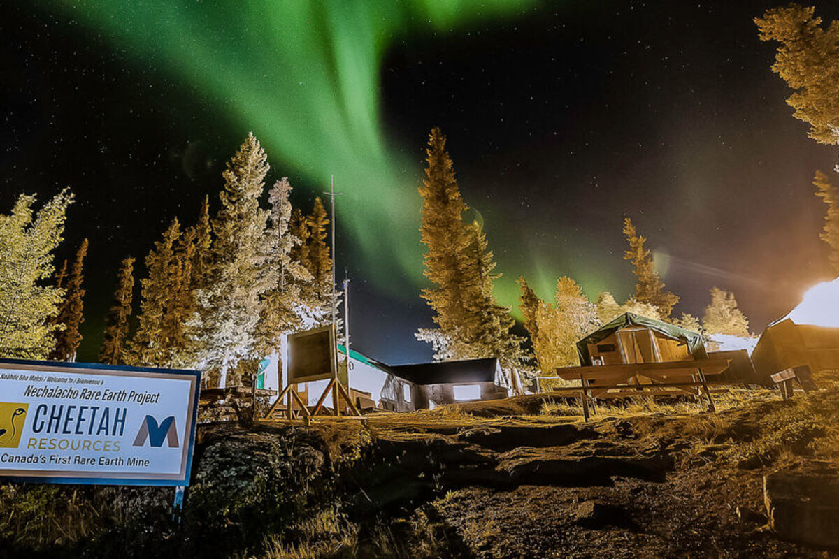 Northern lights at Vital Metals’ Nechalacho rare earths mine in NWT, Canada.