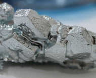 Large gallium crystal shows signs of the silver metal’s low melting point.