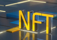 A digital graphic with the letters NFT for non-fungible tokens.