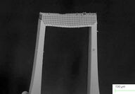 A microscopic picture of the supports built to hold MIT’s metamaterial.