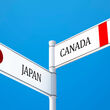 Road sign pointing to Japan and Canada.