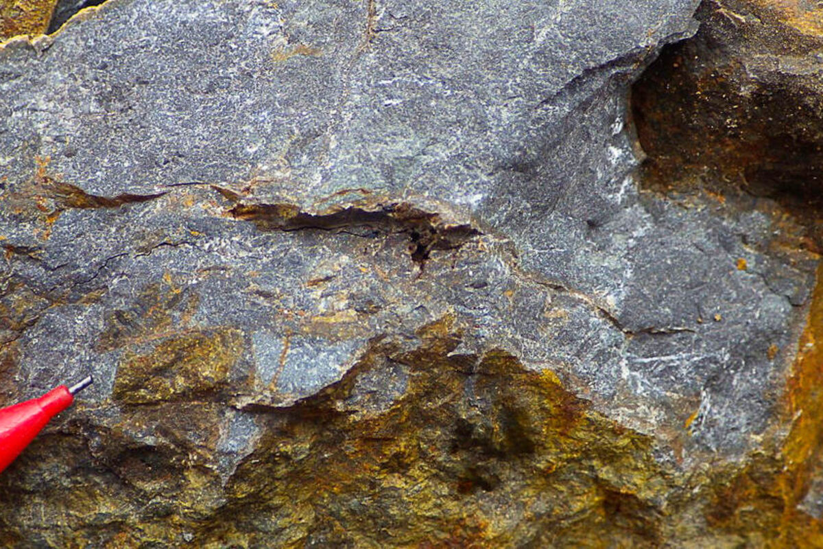 Closeup of volcanic rock with rare earths and other critical minerals.