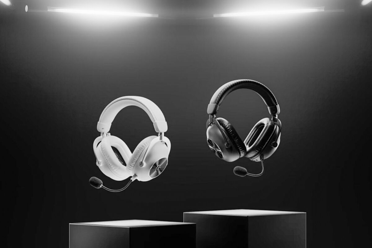 The newest graphene headphones by Logitech in black and white.