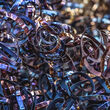 Piles of shredded metals to be used in recycling.