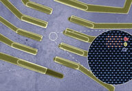 A rendering of the nano-sized CrSBr crystals developed at Columbia University.