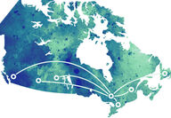 A map graphic designed to show connections between Canadian regions.