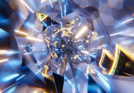Computer-generated image resembling a diamond used for technology.
