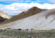 White hill of lithium-boron in the southwest Nevada desert.