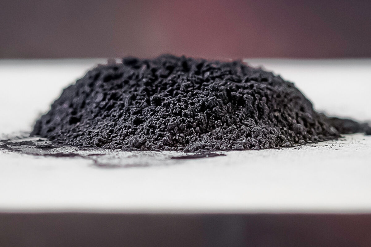 A pile of black mass before being processed into battery-grade materials.
