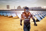 Mars colonist solar panels spacesuit Martian mining construction SpaceX