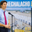 Canada Prime Minister Justin Trudeau delivers a speech at Vitals’ REE plant.