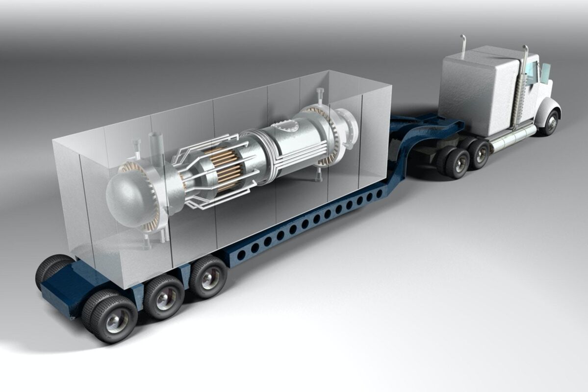 Artist%20rendering%20of%20a%20microreactor%20in%20a%20semi%2Dtruck%20and%20trailer%2E