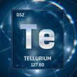 Graphic with the symbol, atomic number and atomic weight of tellurium.