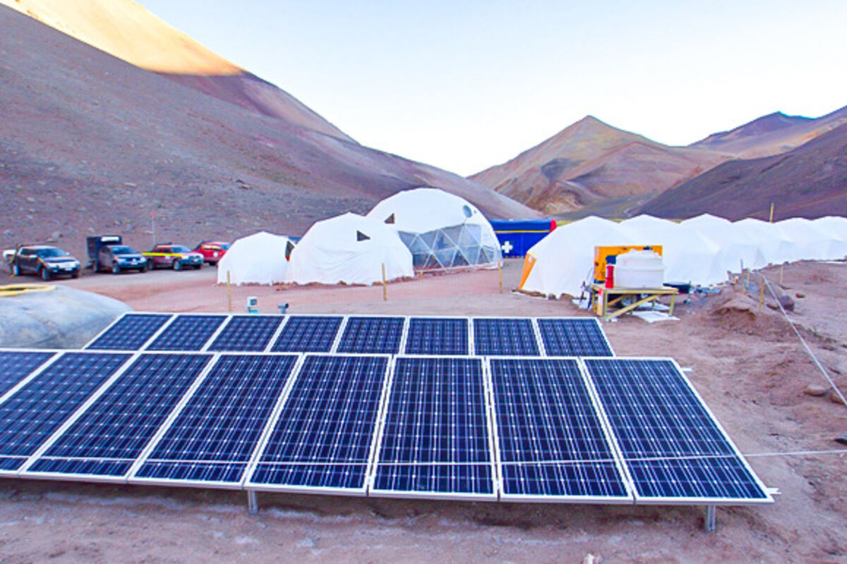 Solar powered mineral exploration camp in the Andes of Chile