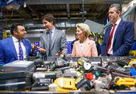 Li-Cycle CEO Ajay Kocchar, Justin Trudeau, Ursula von der Leyen, Tim Johnston.