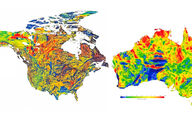 Maps showing geophysical anomalies across Australia, Canada, and the U.S.