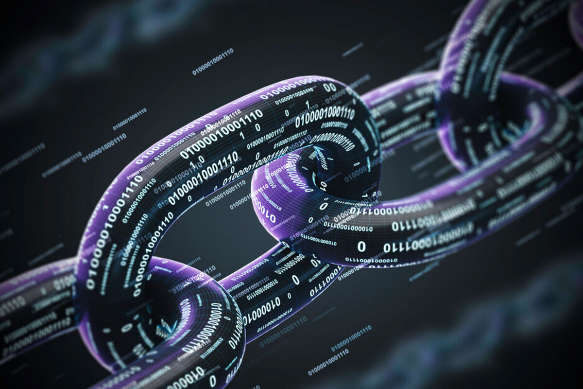 Image of digital chain links representing blockchain technology.