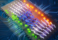 An artistic rendition of a microchip built for a supercomputer.