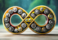 Artist's rendering of an infinity symbol made up of batteries.