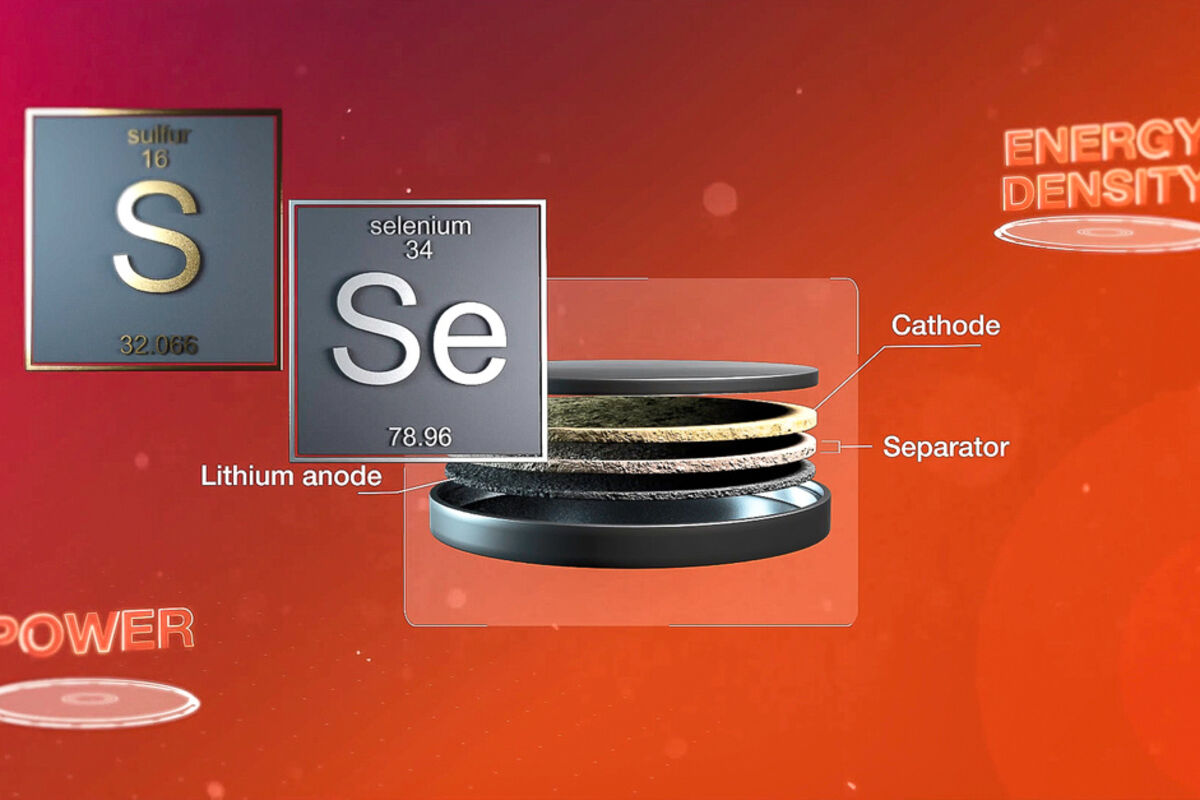 Illustration of the structure of SABERS solid-state sulfur-selenium batteries.
