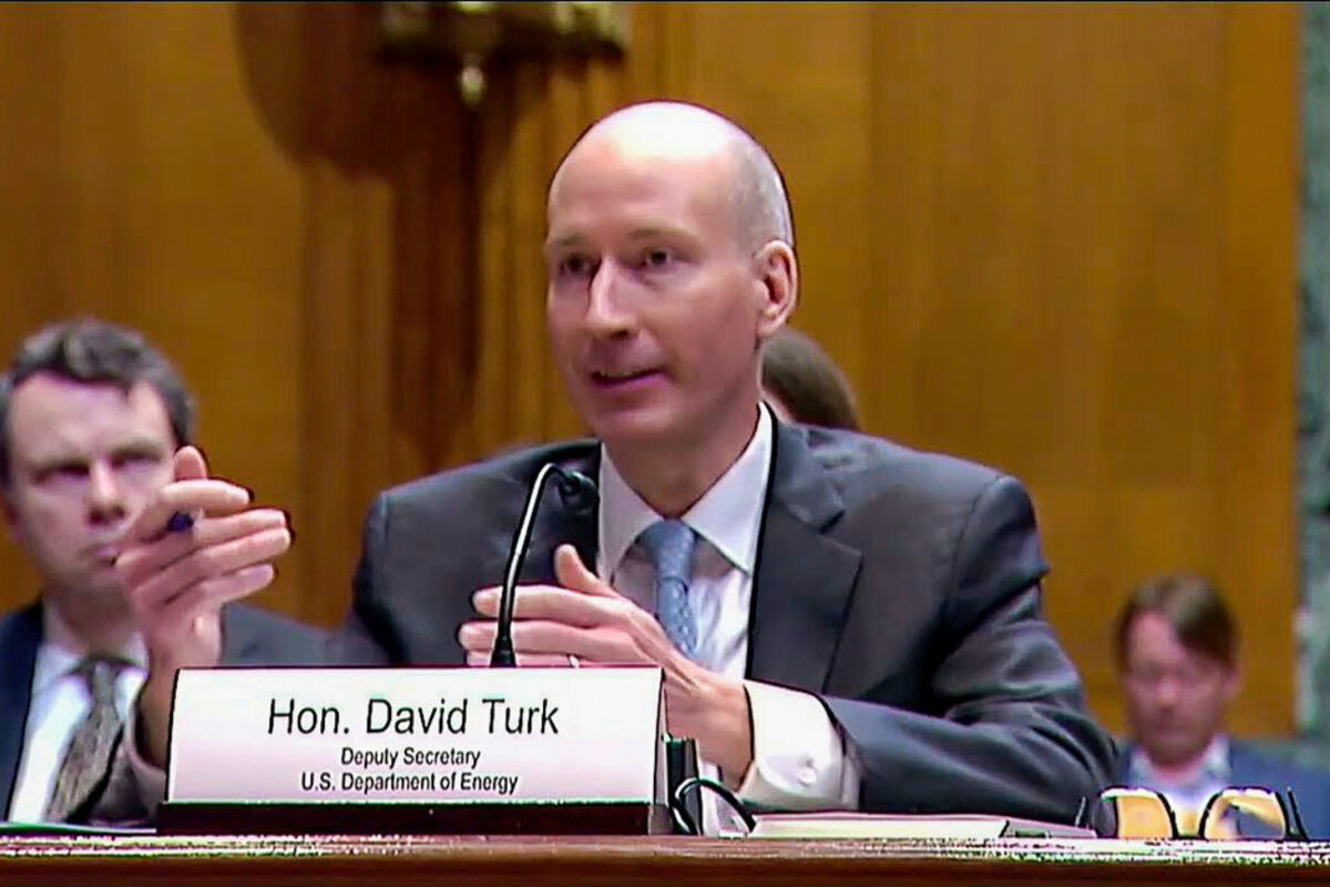 David Turk testifies during a Senate committee hearing.