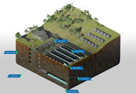 Illustrated graphic of the Viper underground renewable energy storage tech.