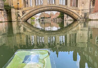 A prototype of Cambridge University's artificial leaf floating on the Cam River.