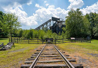 Historical coal breaker and railroad track at Eckley’s Miners Village, PA.