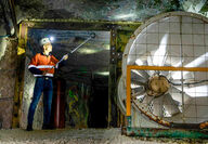 Missouri S&T Professor Guang Xu testing ventilation in experimental mine.