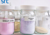 Bottles of erbium, neodymium, and cerium REE oxides produced in Saskatchewan.