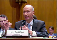 David Turk testifies during a Senate committee hearing.